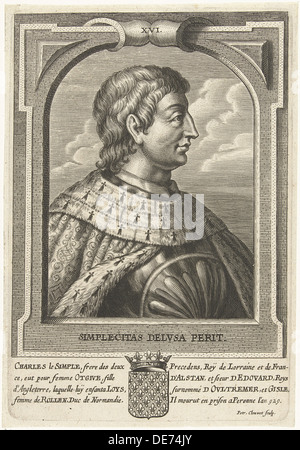 Carlo III il semplice, re di Francia occidentale. Artista: Clouwet, Petrus (1629-1670) Foto Stock