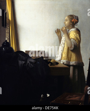 Giovane donna con una collana di perle, ca 1662. Artista: Vermeer, Jan (Johannes) (1632-1675) Foto Stock