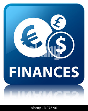 Finanze blu lucido pulsante quadrato Foto Stock