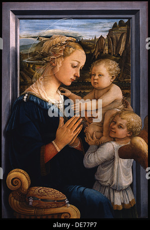 Madonna col Bambino e due angeli, 1460s. Artista: Lippi, Fra Filippo (1406-1469) Foto Stock