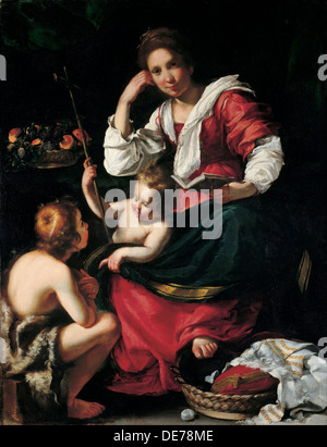 Vergine con Bambino e Giovanni Battista come un ragazzo, c. 1620. Artista: Strozzi, Bernardo (1581-1644) Foto Stock