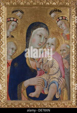 Madonna con Bambino, Santi e Sante Apollonia e Bernardino e quattro angeli, ca 1460. Artista: Sano di Pietro (1406-1481) Foto Stock