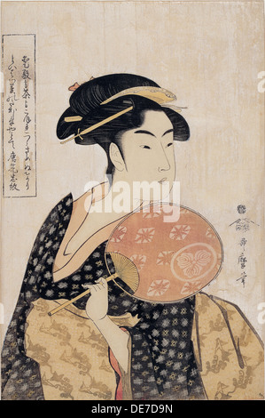 Takashima Ohisa (Ohisa della Takashima tè-shop), c. 1793. Artista: Utamaro, Kitagawa (1753-1806) Foto Stock