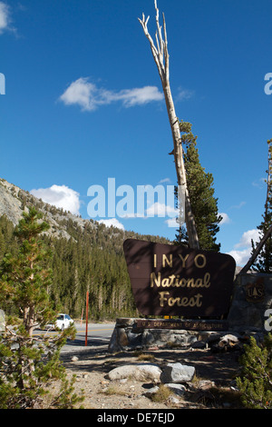 L'ingresso alla Foresta Nazionale di Inyo sull'Autostrada 120 nella parte orientale della Sierra Nevada in California Foto Stock