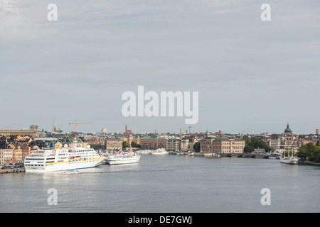 Le navi nel porto di Stoccolma Foto Stock