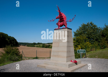 Drago Rosso Divisione Welsh Memorial di Mametz, Somme, Francia Foto Stock