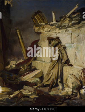 Geremia piange la distruzione di Gerusalemme, 1870. Artista: Repin, Ilya Yefimovich (1844-1930) Foto Stock