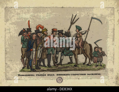 Grande Armée sotto scorta di Starosta Vasilisa, dopo il 1812. Artista: Venetsianov, Alexei Gavrilovich (1780-1847) Foto Stock