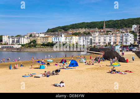 Lago marino spiaggia a Weston-Super-Mare, Somerset, Regno Unito Foto Stock