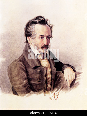 Ritratto di conteggio Decembrist Sergey Volkonsky (1788-1865), 1840s. Artista: Bestuzhev, Nikolai Alexandrovich (1791-1855) Foto Stock