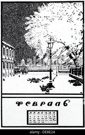 Februar 1907. Il calendario della rivoluzione russa, 1917. Artista: Kustodiev, Boris Michaylovich (1878-1927) Foto Stock