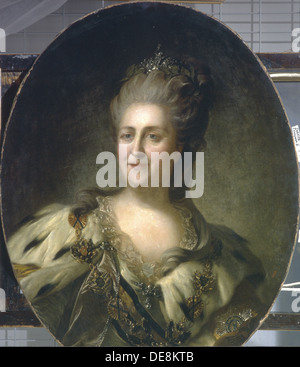 Ritratto di imperatrice Caterina II (1729-1796), 1779. Artista: Rokotov, Fëdor Stepanovic (1735-1808) Foto Stock