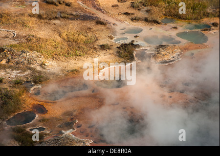 Fotografia dell'artista Paint Pots area trovata nel Parco Nazionale di Yellowstone, Wyoming. Foto Stock