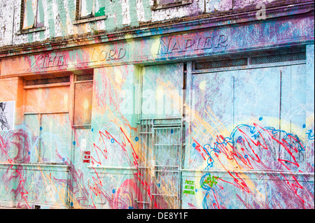 Isola di pesce , Hackney Wick , graffiti street arte urbana murale , dipinto su pub , il Signore Napier , Bianco Post Lane chiuso 1995 Foto Stock