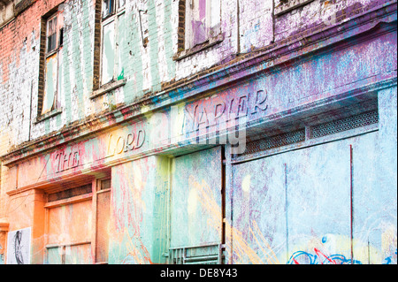 Isola di pesce , Hackney Wick , graffiti street arte urbana murale , dipinto su pub , il Signore Napier , Bianco Post Lane chiuso 1995 Foto Stock