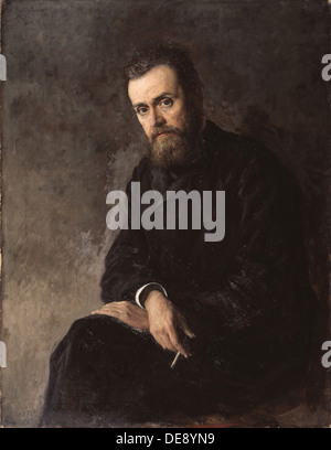 Ritratto di autore Gleb Uspensky (1843-1902), 1884. Artista: Yaroshenko, Nikolai Alexandrovich (1846-1898) Foto Stock