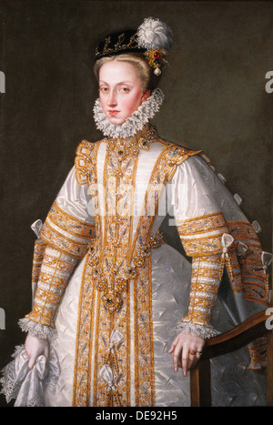 Ritratto di Anna d'Austria (1549-1580), regina consorte di Spagna, 1571. Artista: Coello, Alonso Sánchez (1531-1588) Foto Stock