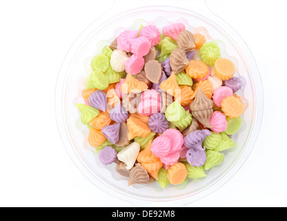 Colorato Thai dessert, Aalaw candy realizzato a partire da farina di grano tenero Foto Stock