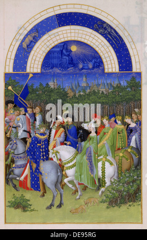 Maggio (Les Très ricchezze Heures du Duc de Berry), 1412-1416. Artista: Limbourg fratelli (attivo 1385-1416) Foto Stock