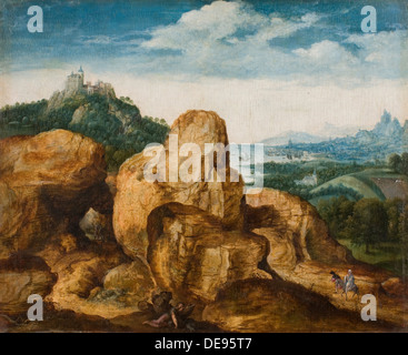 Paesaggio con la Fuga in Egitto, ca 1545. Artista: Massys, Cornelis (1510-1556) Foto Stock