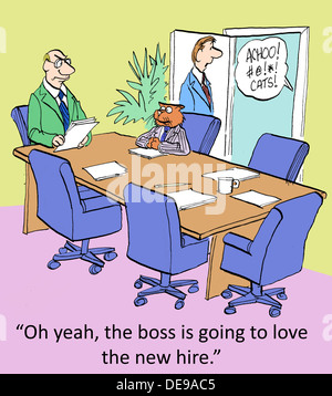 Purtroppo, il boss è allergico al nuovo assunto. Foto Stock