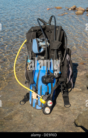 Set di Scuba Diving kit set up ready per un tuffo Foto Stock