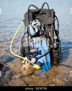 Set di Scuba Diving kit set up ready per un tuffo Foto Stock