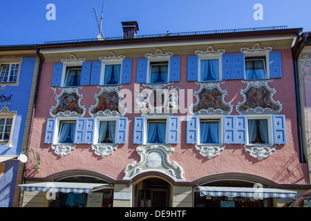 Garmisch-Partenkirchen, Distretto di Partenkirchen, Ludwigsstrasse, Ludwig Street, Werdenfels, Baviera, Baviera, Germania Foto Stock