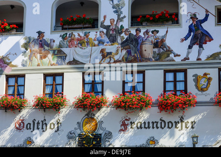 Garmisch-Partenkirchen, Distretto di Partenkirchen, Ludwigsstrasse, Ludwig Street, Werdenfels, Baviera, Baviera, Germania Foto Stock