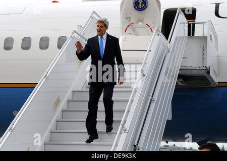 Segretario Kerry arriva a Ginevra per colloqui sulla Siria Foto Stock