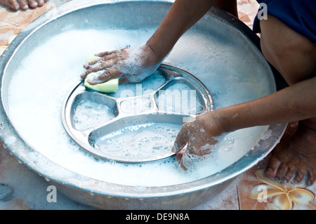 Spugna per piatto pulizia ware Foto Stock