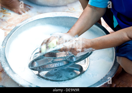 Spugna per piatto pulizia ware Foto Stock