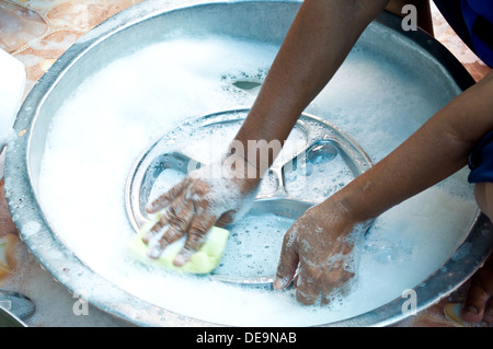 Spugna per piatto pulizia ware Foto Stock