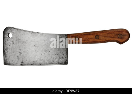 Carne vintage cleaver isolate su sfondo bianco,tracciato di ritaglio Foto Stock