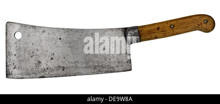 Carne vintage cleaver isolate su sfondo bianco Foto Stock