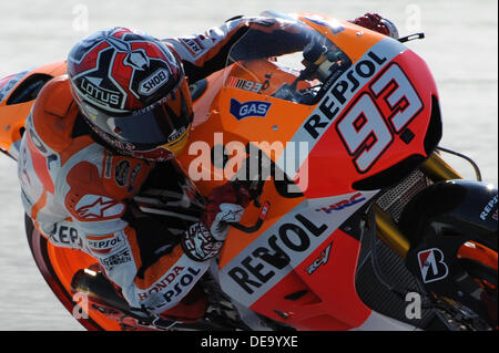 La Repubblica di San Marino, Italia. Xiv Sep, 2013. Misano,Italia. 14 settembre 2013.Marc Marquez (Repsol Honda Team)durante le sessioni di qualifiche sul circuito di Misano Credito: Gaetano Piazzolla/Alamy Live News Foto Stock