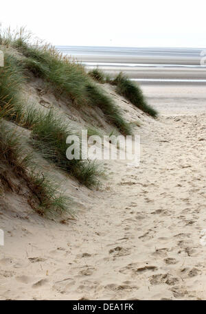 Campanatura, East Sussex, Regno Unito . Xiii Sep, 2013. La spiaggia e la famosa Dune di sabbia a Camber Sands, nr segale, East Sussex. Durante l'estate stelle di Hollywood compreso George Clooney e Matt Damon sono state riprese il loro nuovo WW2 film 'Monuments uomini' sulla posizione su queste dune. © KEITH MAYHEW/Alamy Live News Foto Stock