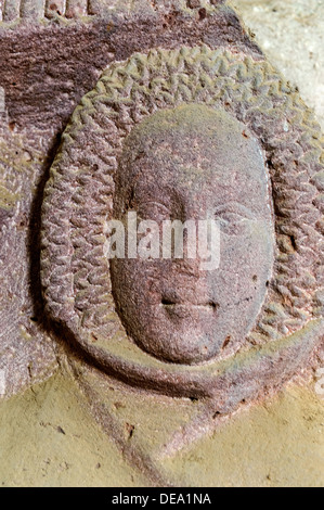 Oggetto contrassegnato per la rimozione definitiva nel Carolean Basilica di Einhard 827 D.C. Michelstadt-Steinbach, foresta di odi, Hesse, Germania Foto Stock