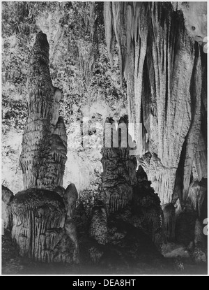 Le grandi formazioni di stalagmiti e onyx tende al di sopra di essa, "in Palazzo dei Re", parco nazionale di Carlsbad Cavern, N 520033 Foto Stock