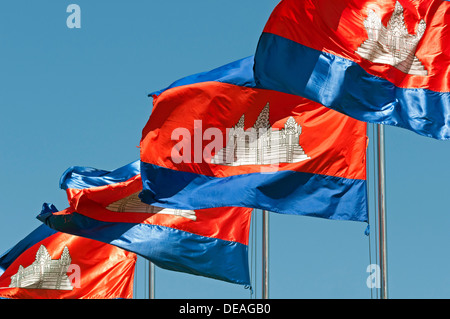 Bandiera del Regno di Cambogia, Phnom Penh, Cambogia, sud-est asiatico Foto Stock