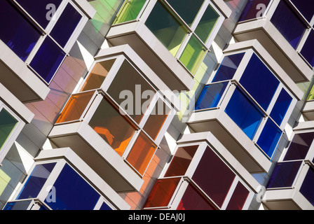 Colorata baia finestre o balconi in Spagna Foto Stock