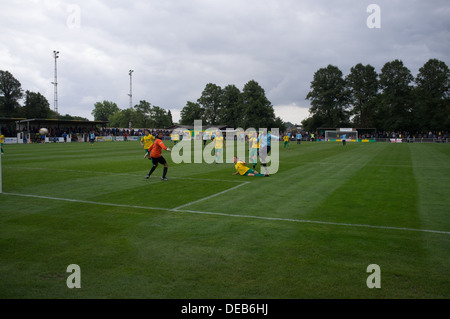 Vista generale da terrazze a Hitchin Town Football Club, North Hertfordshire, Regno Unito Foto Stock