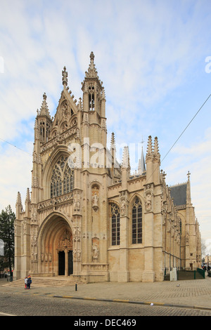 La chiesa gotica di Notre Dame du Sablon o Onze-Lieve-Vrouw dieci Sablon, Bruxelles, la regione di Bruxelles, Belgio Foto Stock