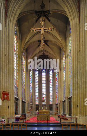 Il coro della chiesa gotica di Notre Dame du Sablon o Onze-Lieve-Vrouw dieci Sablon, Bruxelles, la regione di Bruxelles, Belgio Foto Stock