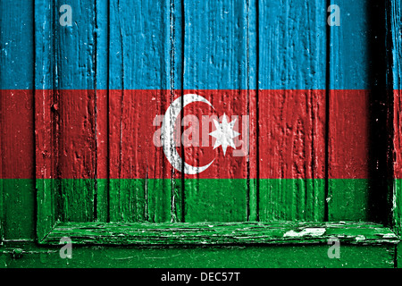 Bandiera di Azerbaigian dipinta su un telaio in legno Foto Stock