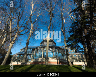 Madrid, Spagna, il Palacio de Cristal nel Parco di Retiro Foto Stock