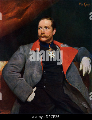 Wilhelm II, noto come il Kaiser, l'imperatore di Germania e re di Prussia. Colore mezzetinte riproduzione di un dipinto Foto Stock