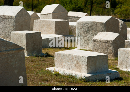 'Stecak' necropoli di Radimlja, situato nei pressi di Stolac, Bosnia e Erzegovina, l'Europa. Foto Stock