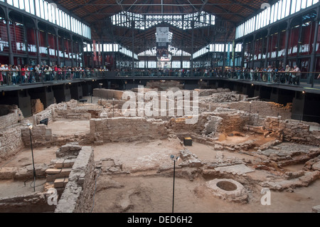 Mercat del Born Yacimiento arqueologico, Barcellona, Cataluña, España Foto Stock