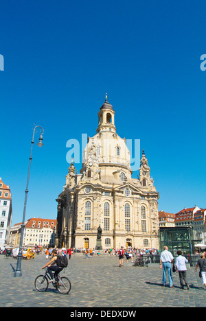Chiesa Frauenkirche piazza Neumarkt Altstadt la città vecchia città di Dresda Germania Europa centrale Foto Stock